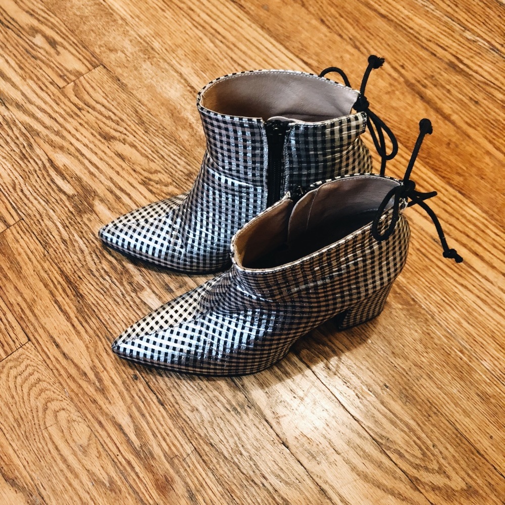 Anthropologie Silver Tie Back Boots - Picture 2 of 4